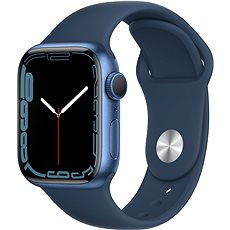 Apple Watch Series 7 41 mm Modrý hliník s hlbokomorsky modrým športovým remienkom