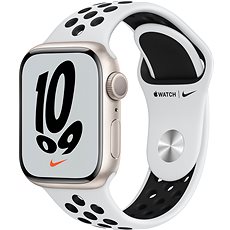 Apple Watch Nike Series 7 41 mm Hviezdne biely hliník s platinovým/čiernym športovým remienkom Nike