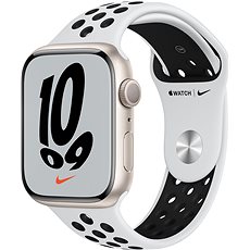 Apple Watch Nike Series 7 45 mm Hviezdne biely hliník s platinovým/čiernym športovým remienkom Nike