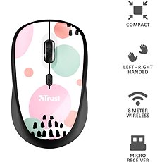 Trust Yvi Wireless Mouse Pink Circles